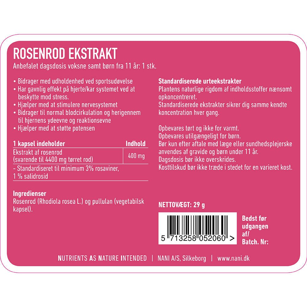 Nani Rosenrod 60 vegetabilske kapsler
